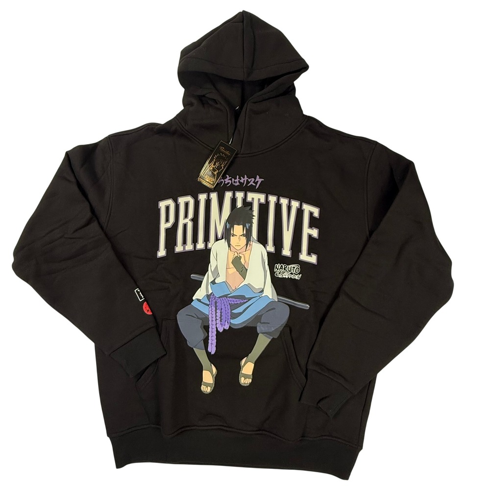 Primitive x Naruto Shippuden Sasuke Curse Mark Hoodie Black Mens Large NEW